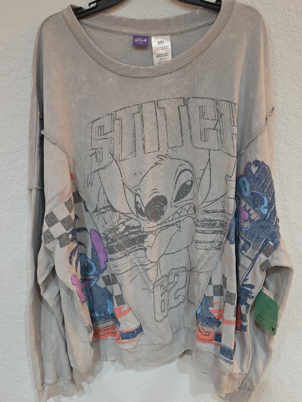 Disney Stitch Graphic Sweatshirt Light Gray Size 3XL